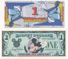Amerikai Egyesült Államok 1989. 1$ Disney Dollars + Costa 1s T:I--II- USA 1989. 1 Dollar Disney Dollars + Costa 1 Squokker C:AU-VF
