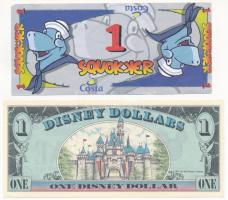 Amerikai Egyesült Államok 1989. 1$ "Disney Dollars" + Costa 1s T:I--II-
USA 1989. 1 Dolla...