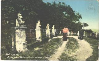 1916 Kolozsvár, Cluj; Fellegvár, Árpád, Lehel, Vérbulcs és Örs szobrai / citadel, statues (EK)