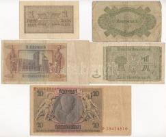 Németország / Weimari Köztársaság 1929. 20M + Német Harmadik Birodalom 1937-1945. 1M-5M (4xklf) T:II...