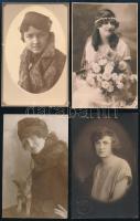 cca 1910-1930 Fiatal hölgyek portréi, 6 db fotólap, 13,5×8,5 cm