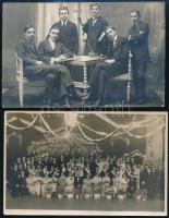 cca 1918-1930 Keszthelyi bál és társaság, 2 db fotólap, 13,5×8,5 cm