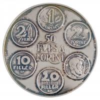 1996. "50 éves a forint" 3db-os emlékérem szett eredeti, kék bársony bélésű dísztokban, so...