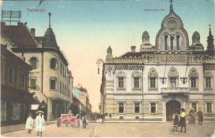 1911 Temesvár, Timisoara; Losonczy tér, Szerb püspöki palota, üzlet, automobilos montázs / square, Serbian Orthodox bishops palace, shops, montage with automobile (EB)