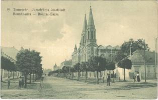 1913 Temesvár, Timisoara; Józsefváros, Bonnáz utca. Photobromüra / street view