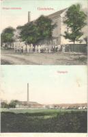 1914 Zichyfalva, Újzichyfalva, Zichydorf, Plandiste; Henger-műmalom, Téglagyár. Ifj. Rieger András kiadása / rolling mill, brickyard, brick factory + "ALIBUNAR - SZECSANY - VERSECZ 147. SZ." vasúti mozgóposta bélyegző (fl)