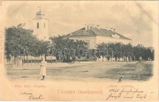 1899 (Vorläufer) Orosháza, Római katolikus templom, Alföld szálló. Pless N. kiadása