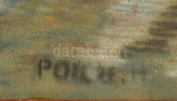 Poll H jelzéssel: Madarak a tóban. Pasztell, papír, üvegezett fa keretben, 32×43 cm