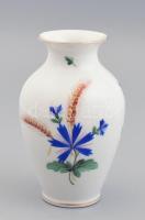 Herendi búzavirágos váza, kézzel festett, jelzett, kopásokkal, m: 14 cm