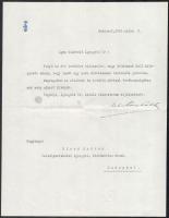 1944 Bp., Esterházy Pál által aláírt gépelt levél Biczó András festőművész részére, melyben egy alkotását köszöni meg