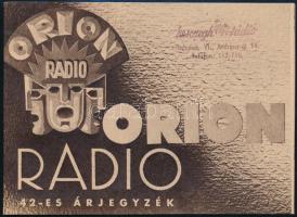 1942 Orion rádió képes prospektusa