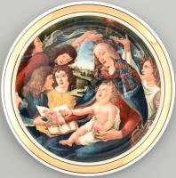 Hollóházi Botticelli falitányér (Madonna del Magnificat), matricás, jelzett, apró karcolásokkal, d: 24,5 cm