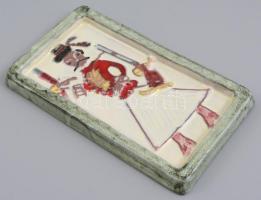 Gál Béla (?-): Betyár. Mázas retro iparművész kerámia falikép. Jelzett. Iparművész Vállalat címkéjév...