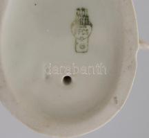 Zsolnay porcelán kisfiú labdával, kézzel festett, jelzett, alsó peremén apró csorbával, m:11,5 cm (t...