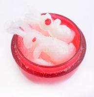 Műanyag mini tojás, mini nyulakkal (2 db), nyúl: 1,3 cm, tojás: 2 cm