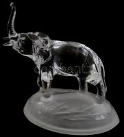 Üveg elefánt dísz, repedéssel, 16x15 cm