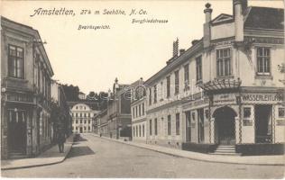 Amstetten, Burgfriedstrasse, Bezirksgericht / street view, district court, shop of Josef Neuwirth, Josef Hopferwieser