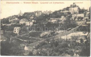 1915 Dresden, Weisser Hirsch, Oberloschwitz, Luisenhof mit Drahtseilbahn / funicular railway, villas (wet corners)