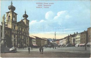 Gorizia, Görz, Gorica; Piazza grande / Hauptplatz / Travnik / square, tram, church (fl)