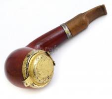 Pipa, fa testtel, repedéssel, h: 11 cm