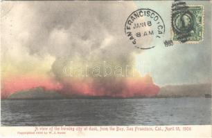 1908 San Francisco (California), A view of the burning city at dusk, from the Bay, April 18, 1906 (EK)