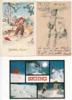 8 db RÉGI téli sport motívum képeslap: sí / 8 mostly pre-1945 winter sport motive postcards: ski