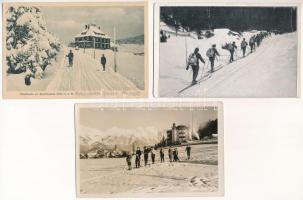 8 db RÉGI téli sport motívum képeslap: sí / 8 mostly pre-1945 winter sport motive postcards: ski