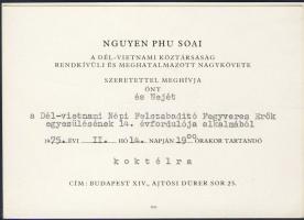 1975 és 1980  2 meghívó a Dél-Vietnami és a Kínai Nagykövetség koktéljára