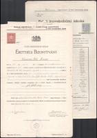 1906-1946 12 db okmánybélyeges bizonyítvány