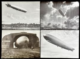 cca 1930 8 db nagy méretű, művészi igényű fotó Zeppelin LZ-3, LZ-10, LZ-127, LZ-129 léghajókról, han...