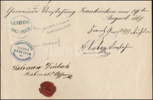 1867 Boldogasszony, Burgenland izraelita hitközségi judaika okmány aláírásokkal