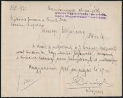 1921 Moson vármegye házalási engedély irredenta pecséttel.