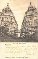 1905 Kolozsvár, Cluj; Római katolikus Status paloták, Erdélyi Kereskedelmi Társaság, Generali, üzletek. Fabritius Erik kiadása / palaces, shops, insurance company