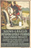 Püspökfürdő, Szentlászlófürdő, Baile 1 Mai; Szent László Püspökgyógyfürdő Nagyvárad mellett, fürdő reklámlapja. Kiadja Sonnenfeld A. / spa and bathing hall advertising art postcard, litho (kivágott lyuk / cut out hole)