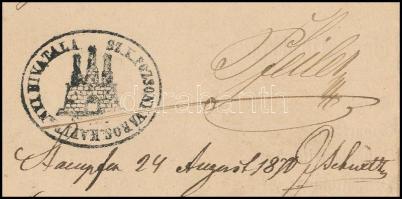 1870 Pozsonyból kiutasított személy kísérőlevele Mosonmagyaróvár