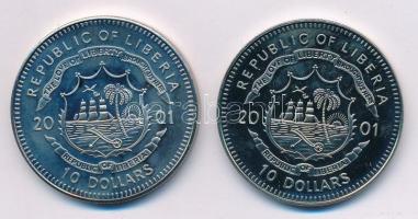 Libéria 2001. 10$ "Szabadság pillanatai - A holocaust vége 1945" multicolor + 10$ "Sz...