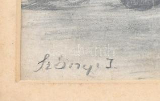 Szőnyi jelzéssel? Vásári jelenet. Ceruza, papír. Üvegezett keretben. 21x29 cm