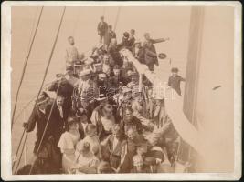 1894 Siófoki emlék turisták nagy vitorlás hajón nagy méretű fotó 23x20 cm