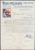 1944 Signal szárazelemet gyártó és forgalmazó budapesti cég papírján a tulajdonos által írt magánlevél válási ügyben