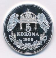 DN "Királyi koronák - I. Mátyás / 5 korona 1909" Ag emlékérem tanúsítvánnyal (20g/0.999/38...