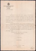 1944 Kinevezési okmány Imrédy Kálmán MÁV elnök, államtitkár saját kezű aláírásával