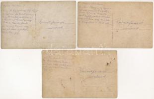 3 db fotó képeslap osztrák-magyar katonától az olasz frontról: Garda-tó, ép és éppen felrobbantott t...