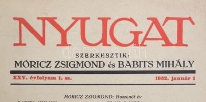 1926-1940 Nyugat 7 száma (1926. XIX. évf. 24 sz., 1932 XXV. évf. 1. sz., XXVII. évf. 7., 21., 22., 2...
