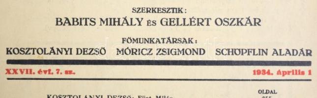 1926-1940 Nyugat 7 száma (1926. XIX. évf. 24 sz., 1932 XXV. évf. 1. sz., XXVII. évf. 7., 21., 22., 2...