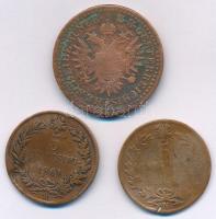 Vegyes: 1851G 3kr Cu + Olaszország 1861N-M 5c Br "II. Viktor Emanuel" T:3,3-
Mixed: Hunga...