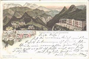 1894 (Vorläufer!!!) Semmering, Südbahn-Hotels auf dem Semmering. Druck v. Louis Glaser. Art Nouveau, floral, litho (EB)