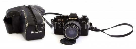 Mamiya ZE-2 filmes SLR fényképezőgép, Mamiya-Sekor E f/3.5-4.5 35-70mm objektívvel, eredeti tokjában, tok kopott állapotban