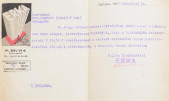 1936 Erika vásárlási könyv és fizetési felszólítás