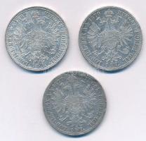 Ausztria 1877. 1Fl Ag "Ferenc József" + 1879. 1Fl Ag "Ferenc József" + 1887. 1Fl...