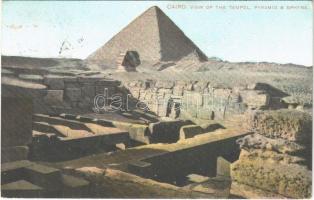 1911 Cairo, Kairo; View of the Tempel, Pyramid & Sphynx (EK)